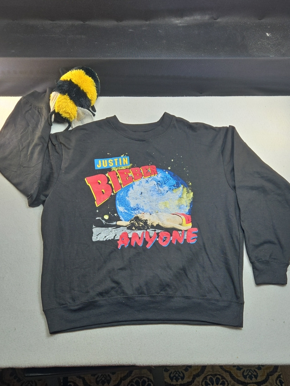 Justin Bieber Black 'Anyone' Space Crewneck Sweatshirt